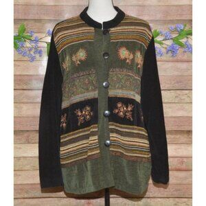 VTG White Stag Ladies Chenille Embroidered Button Up Jacket Size XL 16-18 Boho